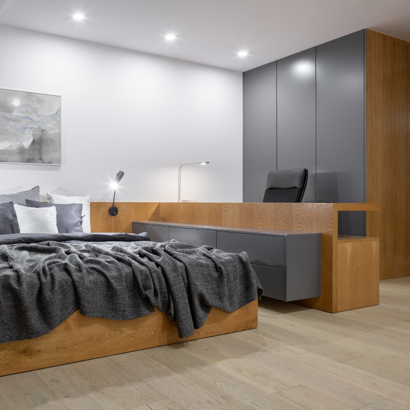 Two Tone Bespoke Fitted Wardrobe in High Gloss With Premium LED Lighting